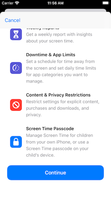 Screen Time first time access 1