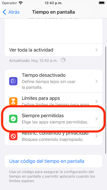 Go to allowed app list screen