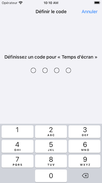 Set screen time passcode