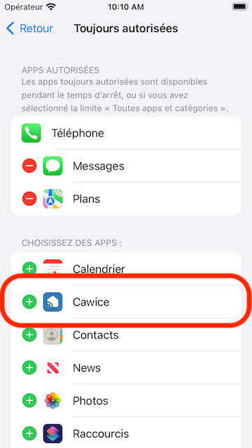 Add Cawice app to Allowed app list