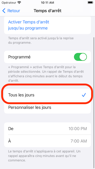 Select Every day schedule