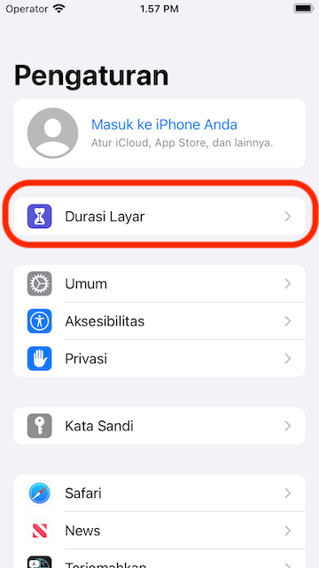 Settings->Screen Time