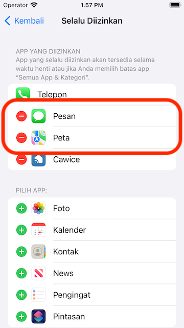 Remove others apps from the list