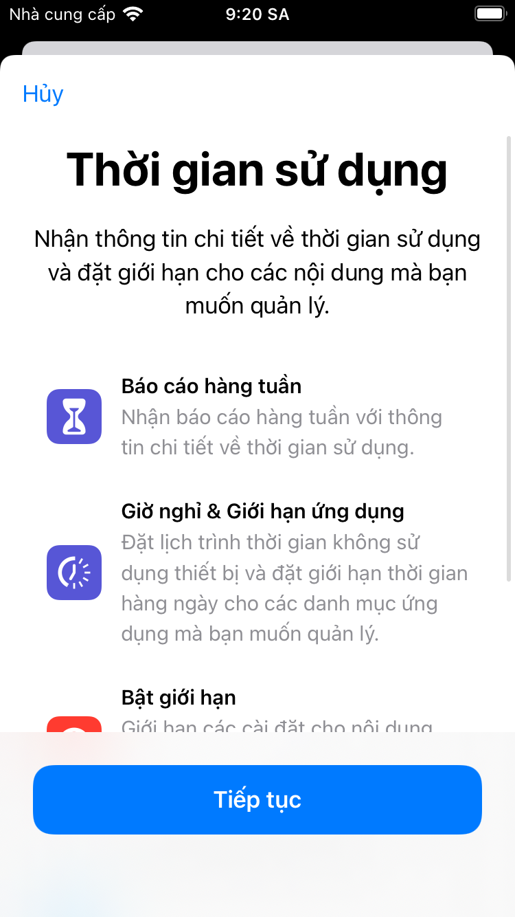 Screen Time first time access 1