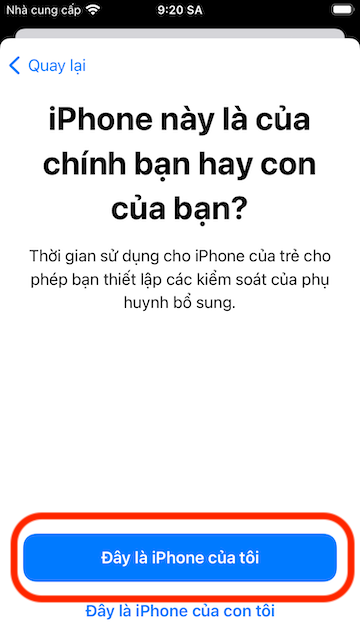 Screen Time first time access 2