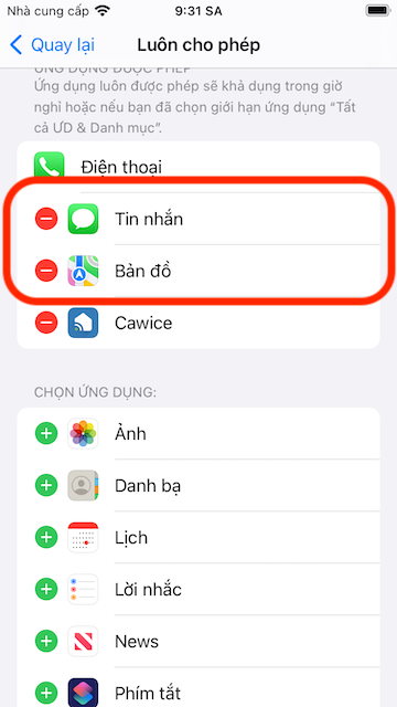 Remove others apps from the list