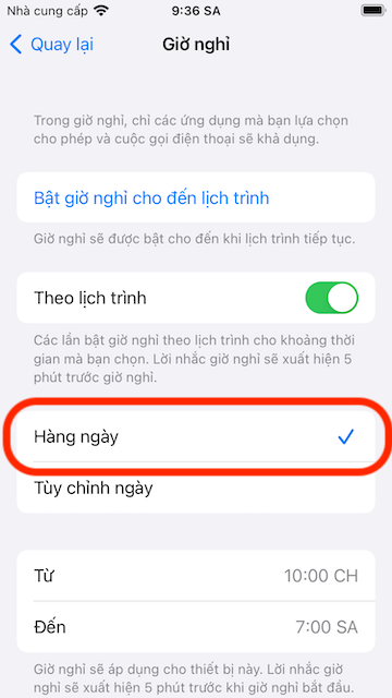 Select Every day schedule